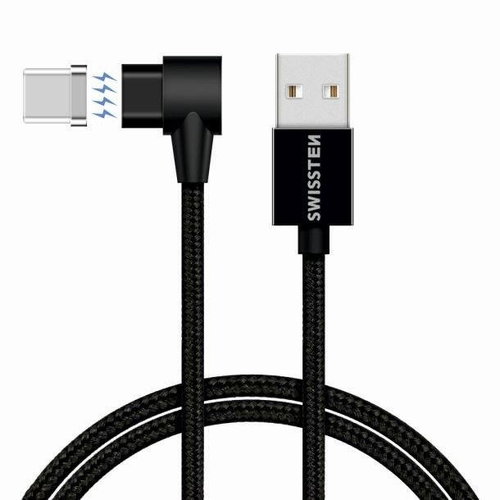 Swissten Arcade magnetic textile data cable USB / USB-C 1.2m black - Data Cable - Main image