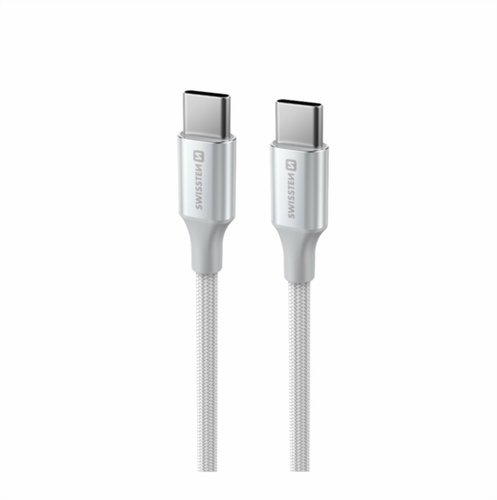 Swissten Textile II USB-C to USB-C 1,5m, fehér - Adatkábel - Fő fotó