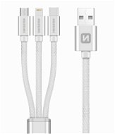 Swissten Textile Data Cable 3-in-1 MFi 1.2m Silver - Data Cable