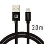 Data Cable Swissten Textile Data Cable Lightning 2m Black - Datový kabel