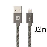 Swissten textilní datový kabel lightning 0.2m šedý - Datový kabel