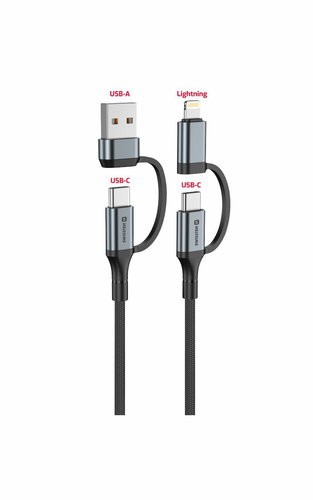 Swissten Textil-Datenkabel 4in1, 3A 1.5m schwarz - Datenkabel - Hauptbild