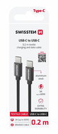 Swissten Textile USB-C / USB-C 0,2 m Schwarz - Datenkabel