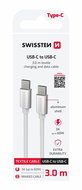 Swissten Textile USB-C / USB-C 3.0 m Stříbrný - Data Cable