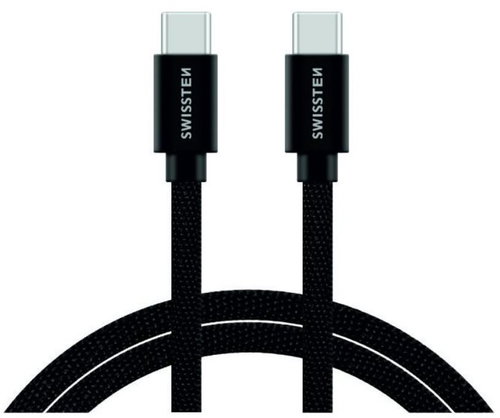 Swissten textile data cable USB-C/USB-C 2m black - Data Cable - Main image