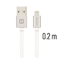 Data Cable Swissten Textile Data Cable Lightning 0.2m Silver - Datový kabel