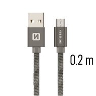 Swissten textilný dátový kábel micro USB 0,2 m sivý - Dátový kábel