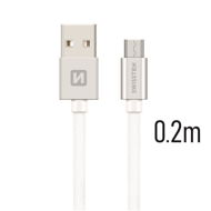 Swissten micro USB 0,2m, ezüst - Adatkábel