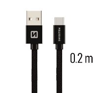 Swissten textilný dátový kábel USB-C 0,2 m čierny - Dátový kábel