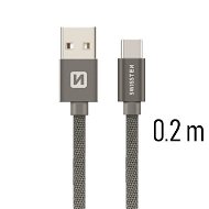 Swissten textilný dátový kábel USB-C 0,2 m sivý - Dátový kábel