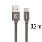 Swissten textilní datový kabel USB-C 0.2m šedý - Datový kabel