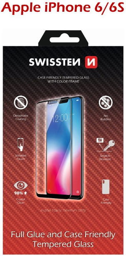 Swissten Case Friendly for iPhone 6/6S, Black - Glass Screen Protector - Main image