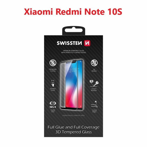 Swissten 3D Full Glue a Xiaomi Redmi Note 10S készülékhez - fekete - Üvegfólia - Fő fotó
