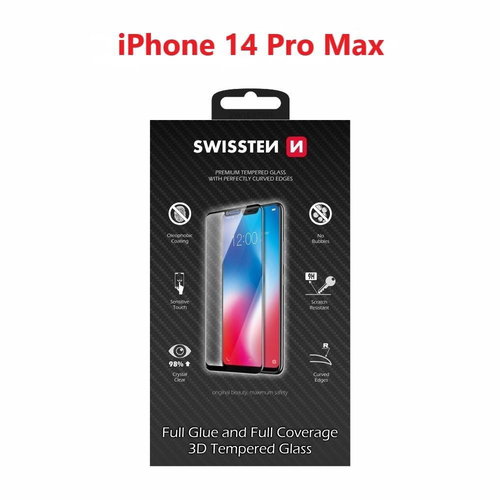 Swissten 3D Full Glue für Apple iPhone 14 Pro Max schwarz - Schutzglas - Hauptbild
