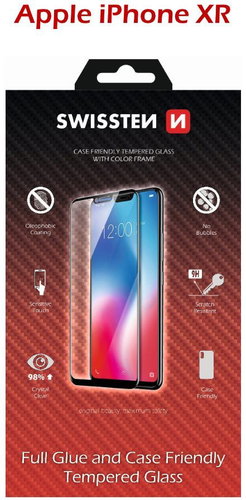 Swissten Case Friendly Schutzglas für iPhone XR schwarz - Schutzglas - Hauptbild