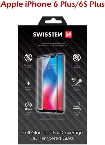 Swissten 3D Full Glue for iPhone 6 Plus/6S Plus, White - Glass Screen Protector - Main image