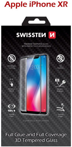 Swissten 3D Full Glue for iPhone XR, Black - Glass Screen Protector - Main image