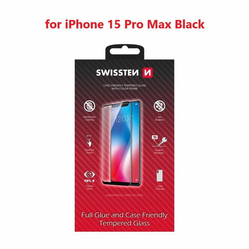 Swissten 3D Full Glue for Apple iPhone 16 Pro Max black - Glass Screen Protector - Main image