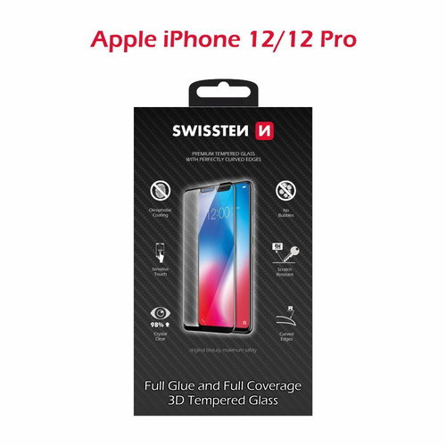 Swissten 3D Full Glue for iPhone 12/12 Pro - Glass Screen Protector - Main image