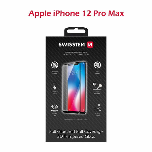 Swissten 3D Full Glue  iPhone 12 Pro Max készülékhez - Üvegfólia - Fő fotó