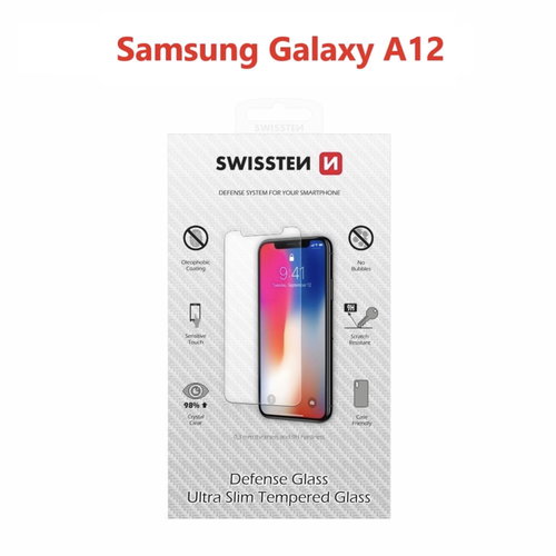 Swissten for Samsung Galaxy A12 Black - Glass Screen Protector - Main image