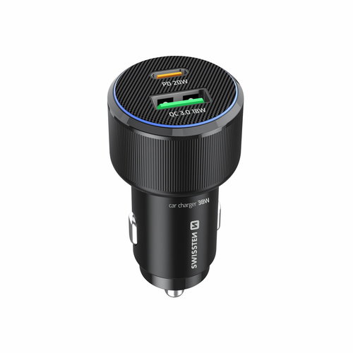 Swissten CL Adapter, USB-C PD + USB-A 38 W black - Car Charger - Main image
