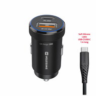 Swissten CL Adaptér USB-C PD + USB-A 20 W černý + kabel USB-C/USB-C 1 m - Nabíječka do auta