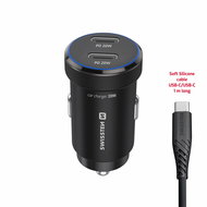 Swissten CL Adaptér 2× USB-C PD 20 W černý + kabel USB-C/USB-C 1 m - Nabíječka do auta