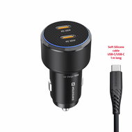 Swissten CL Adaptér 2x USB-C PD 50W černý + kabel USB-C/USB-C 1 m - Nabíječka do auta