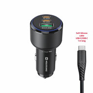 Swissten CL Adapter 2x USB-C PD + USB-A 95 W black + USB-C/USB-C cable 1 m - Car Charger