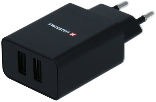 Swissten Network Adapter SMART IC 2.1A + Lightning Cable MFi 1.2m Black - Wall Charger - Main image