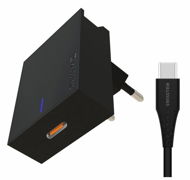 Swissten Samsung Super Fast Charging 25W töltőfej + 1,2m USB-C to USB-C kábel - fekete - Töltő adapter