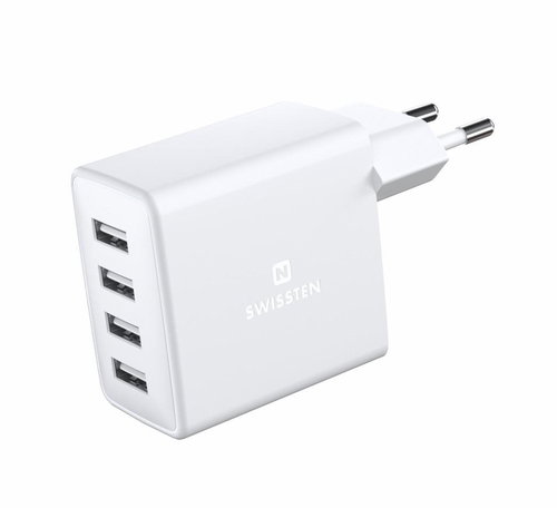 Swissten Netzadapter 4 x USB 4A 20 Watt - weiß - Netzladegerät - Hauptbild