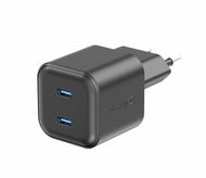 Swissten síťový adaptér GaN 2x USB-C 20W Power Delivery černý - AC Adapter