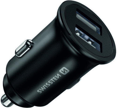 Swissten CL Adapter 2x USB 4.8 A Metal Schwarz - Auto-Ladegerät - Hauptbild