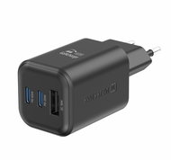 Nabíječka do sítě Swissten síťový adaptér GaN 2x USB-C 65W PD + 1x USB-A 18W QC černý - Nabíječka do sítě