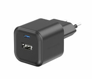 Swissten power adapter 12W 1x USB-C + 1x USB-A black - Wall Charger