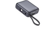 Swissten 10000 mAh s integrovanými kabely USB-C a Lightning vesmírně stříbrná - Powerbanka