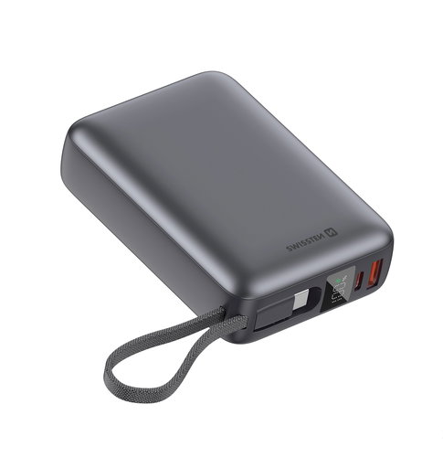 Swissten 20000 mAh 45W with integrated USB-C cable space silver - Power Bank - Main image