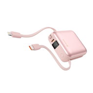 Swissten Power Bank Space 10.000mAh s integrovanými kabely USB-C a Lightning Růžová - Power Bank