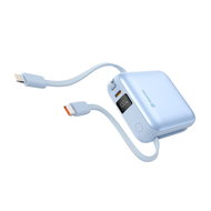 Swissten Power Bank Space 10.000mAh s integrovanými kabely USB-C a Lightning Modrá - Power Bank