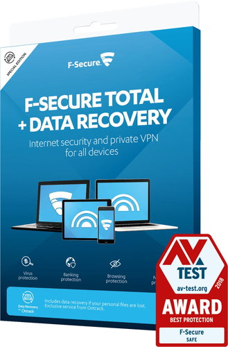 F-Secure TOTAL DR - 5 devices for 2 years + Data Recovery - 1 device for 2 years (electronic licence) - Antivirus - Main image