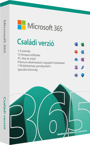 Microsoft 365 Family HU (BOX) Fő fotó Microsoft 365 Family HU (BOX) - Irodai szoftver - Fő fotó