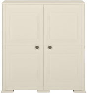 Plastová skříňka design dřeva krémová 340595 - Skříňka