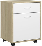 Skříňka na kolečkách bílá a dub sonoma 808445 - Skříňka