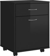 Skříňka na kolečkách černá vysoký lesk 808447 - Skříňka