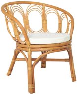 Jídelní židle s poduškou hnědá přírodní ratan a lněné plátno, 325477 - Jídelní židle