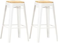 Barové stoličky 2 ks biele masívne mangovníkové drevo, 286133 - Barová stolička