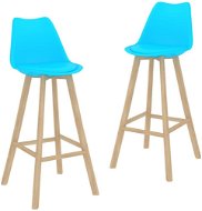 Barové stoličky 2 ks modré PP a masivní bukové dřevo, 287262 - Barová židle