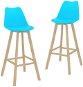 Barové stoličky 2 ks modré PP a masívne bukové drevo, 287262 - Barová stolička